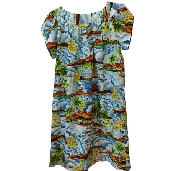 Made in‎ Hawaii Aloha Floral Dress Knee Length Short Sleeve Multi Womens 16 - Picture 2 of 6